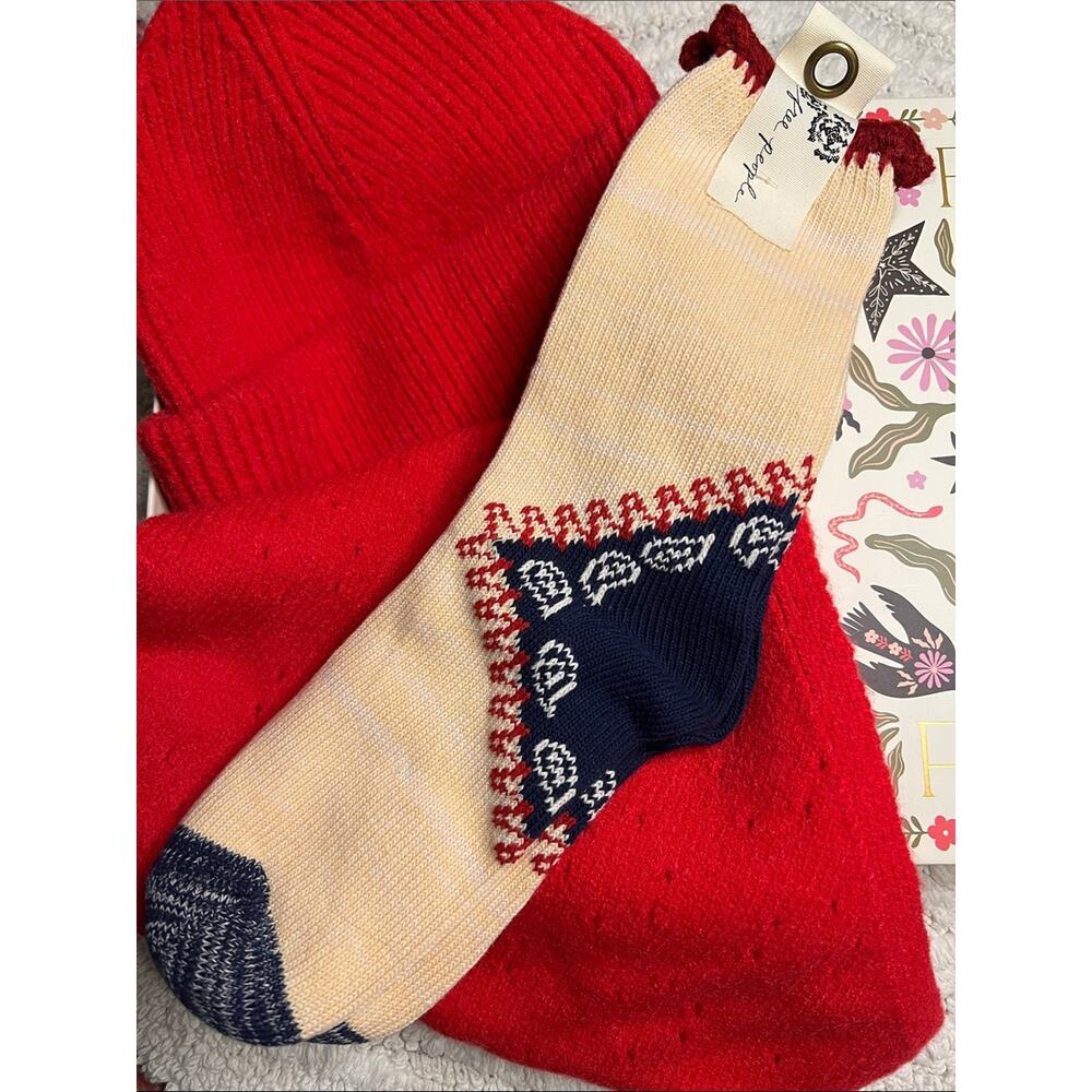 Merry Free People Bundle in Red Beanie Hat, Neckerchief Scarf & Socks Gift Box - Picture 4 of 15
